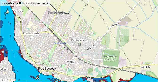 Poděbrady III - záplavové mapy stoleté vody