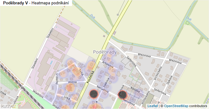 Poděbrady V - mapa podnikání