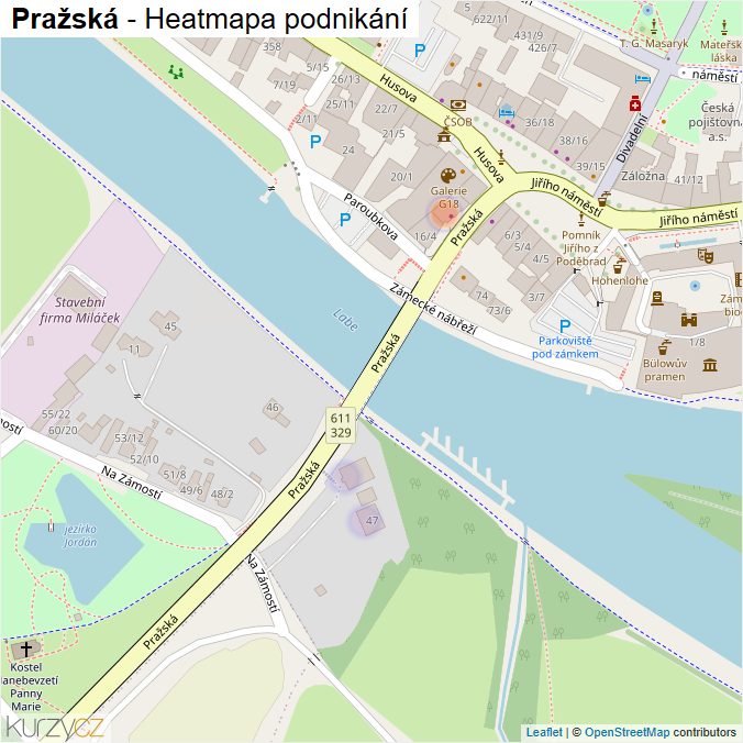 Mapa Pražská - Firmy v ulici.