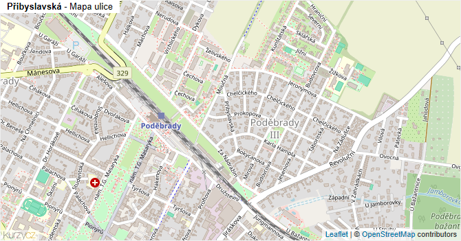 Přibyslavská - mapa ulice