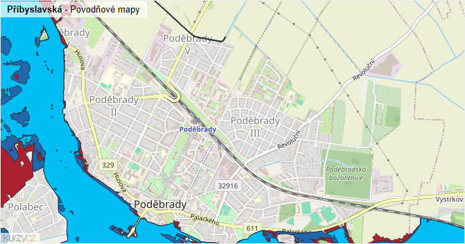 Přibyslavská - záplavové mapy stoleté vody