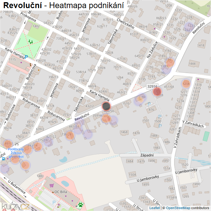 Mapa Revoluční - Firmy v ulici.