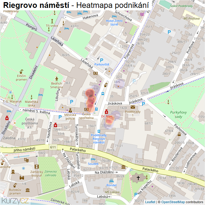 Mapa Riegrovo náměstí - Firmy v ulici.
