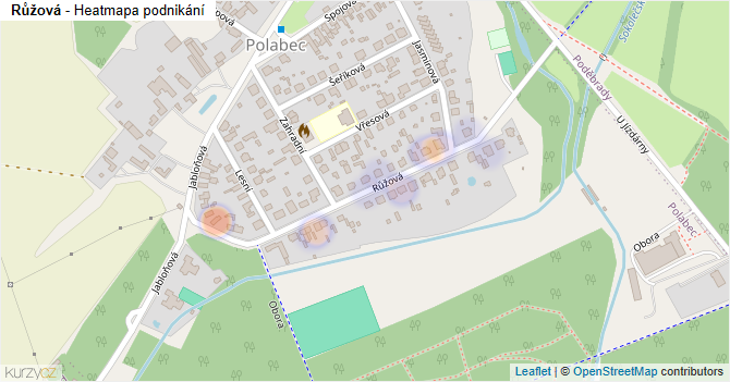 Růžová - mapa podnikání