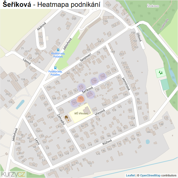 Mapa Šeříková - Firmy v ulici.