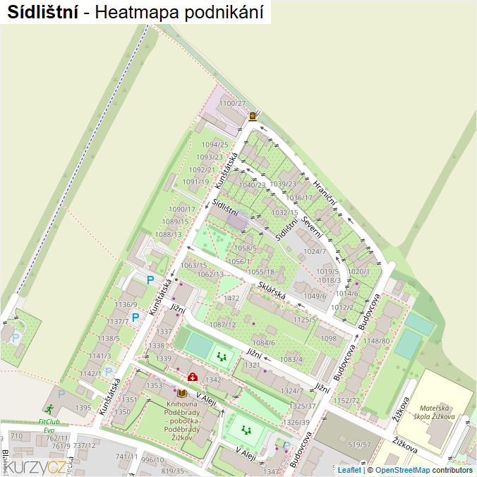 Mapa Sídlištní - Firmy v ulici.