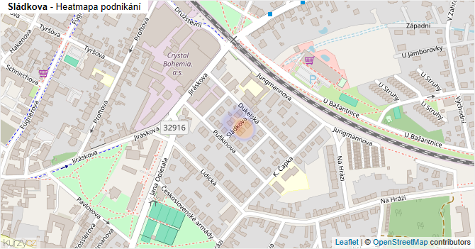 Sládkova - mapa podnikání