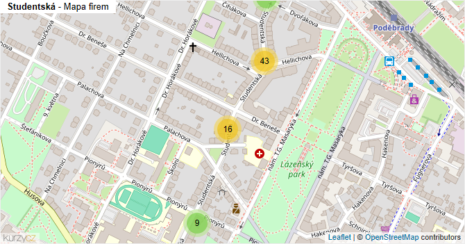 Studentská - mapa firem