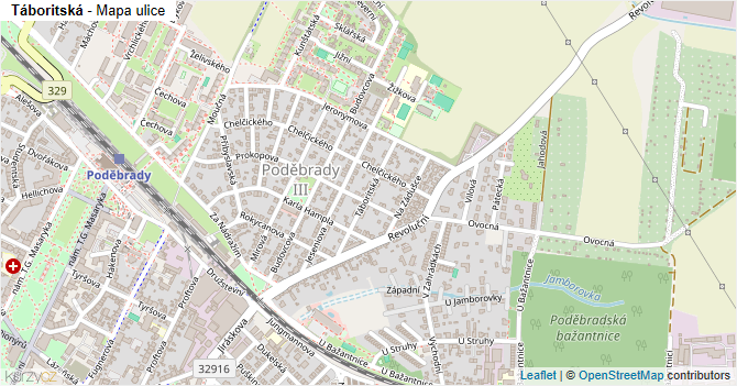 Táboritská - mapa ulice