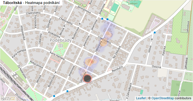 Táboritská - mapa podnikání