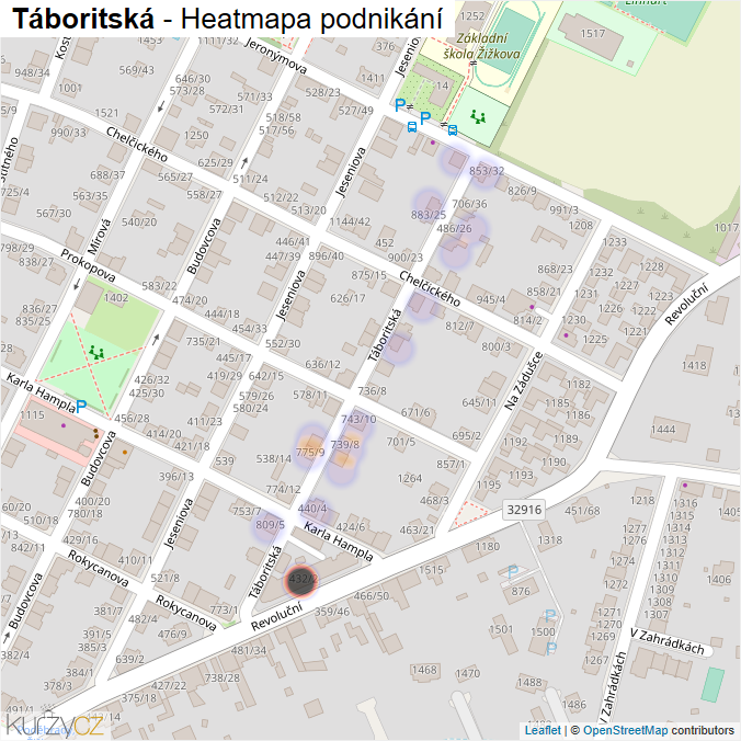 Mapa Táboritská - Firmy v ulici.