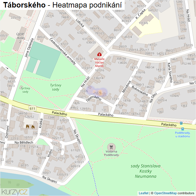 Mapa Táborského - Firmy v ulici.