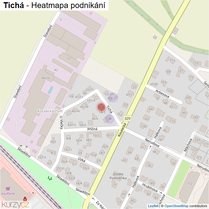 Mapa Tichá - Firmy v ulici.