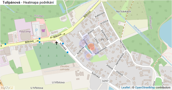 Tulipánová - mapa podnikání