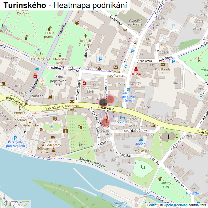Mapa Turinského - Firmy v ulici.