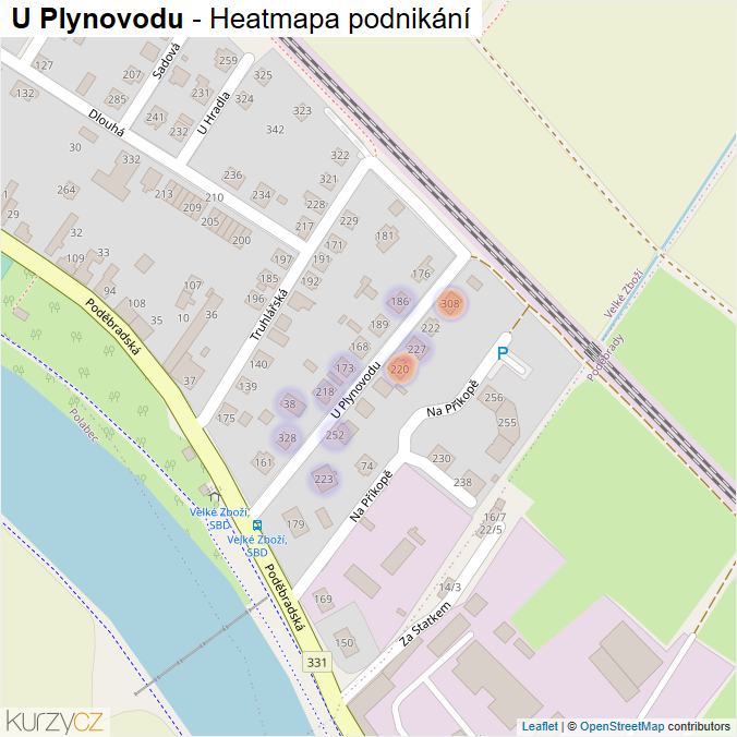 Mapa U Plynovodu - Firmy v ulici.