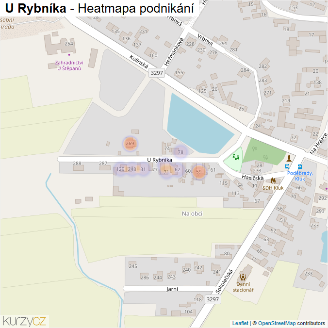 Mapa U Rybníka - Firmy v ulici.