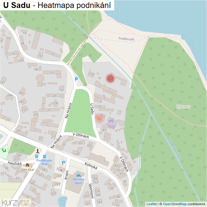 Mapa U Sadu - Firmy v ulici.