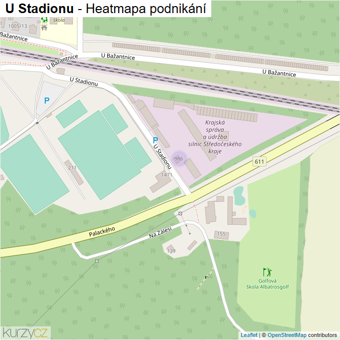 Mapa U Stadionu - Firmy v ulici.