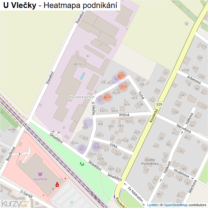 Mapa U Vlečky - Firmy v ulici.