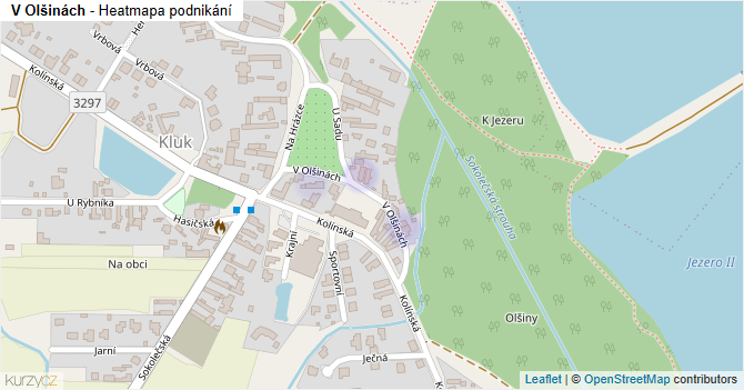 V Olšinách - mapa podnikání