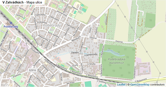 V Zahrádkách - mapa ulice