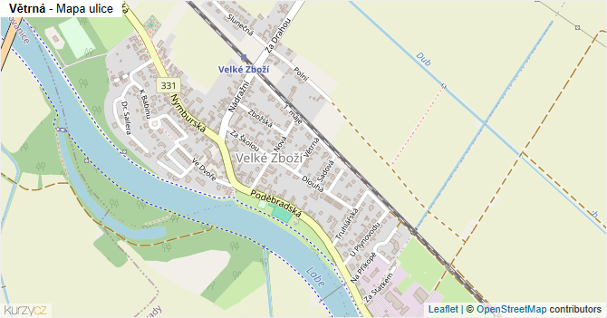 Větrná - mapa ulice