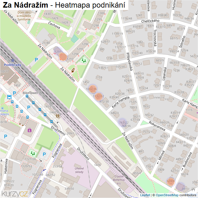 Mapa Za Nádražím - Firmy v ulici.