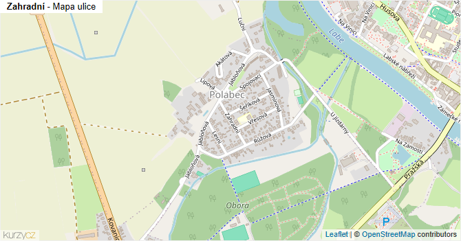 Zahradní - mapa ulice