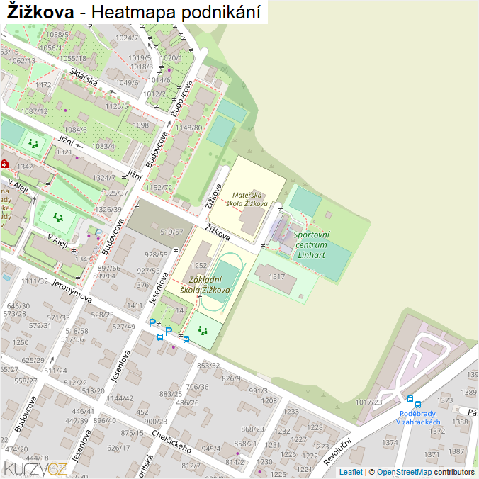 Mapa Žižkova - Firmy v ulici.