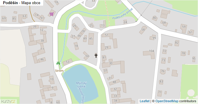 Poděšín - mapa obce