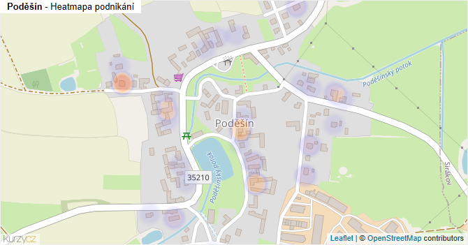 Poděšín - mapa podnikání