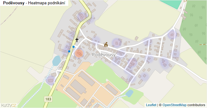 Poděvousy - mapa podnikání