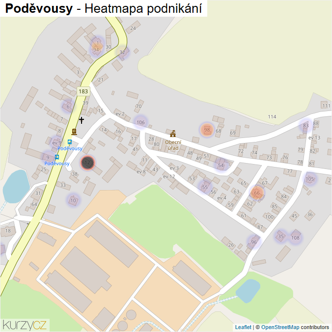 Mapa Poděvousy - Firmy v části obce.