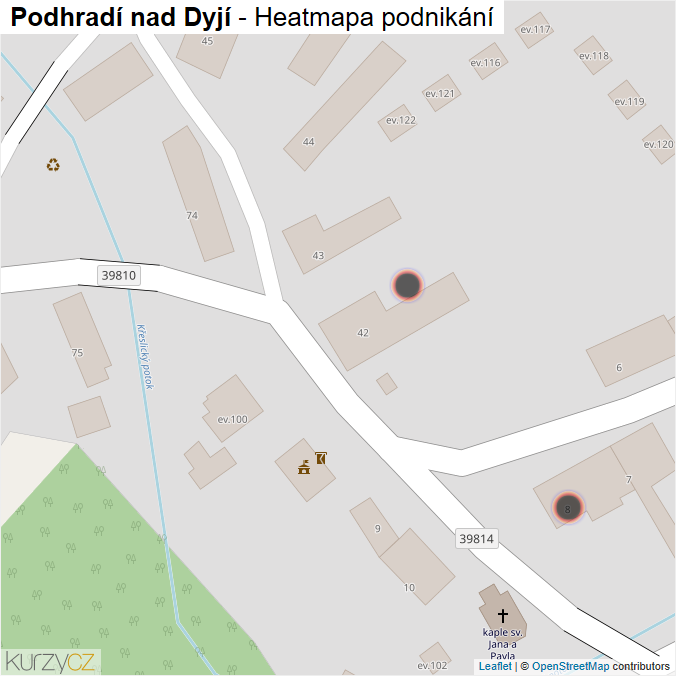 Mapa Podhradí nad Dyjí - Firmy v obci.