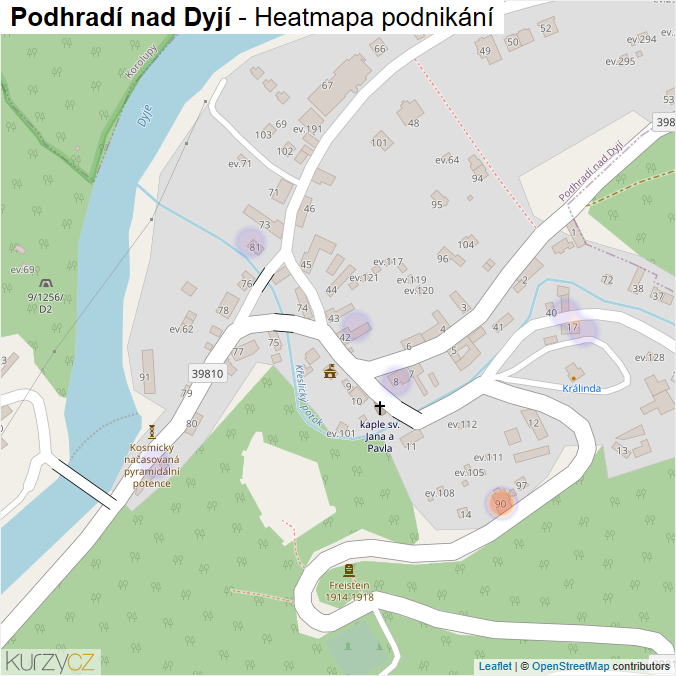Mapa Podhradí nad Dyjí - Firmy v části obce.