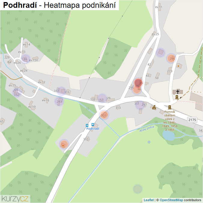 Mapa Podhradí - Firmy v části obce.
