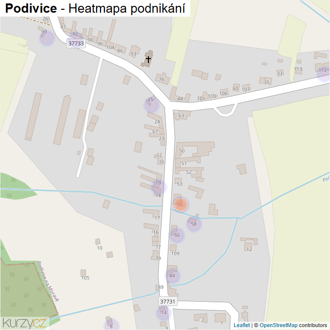 Mapa Podivice - Firmy v části obce.