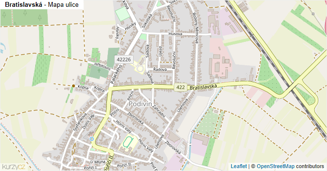 Bratislavská - mapa ulice