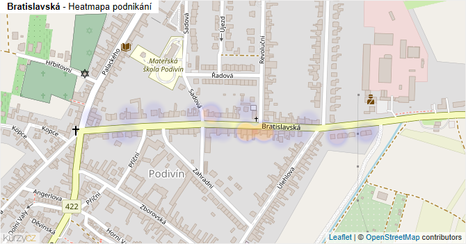 Bratislavská - mapa podnikání