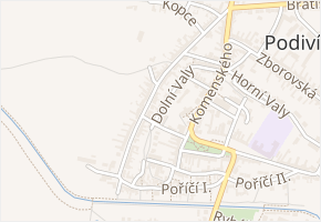 Dolní Valy v obci Podivín - mapa ulice