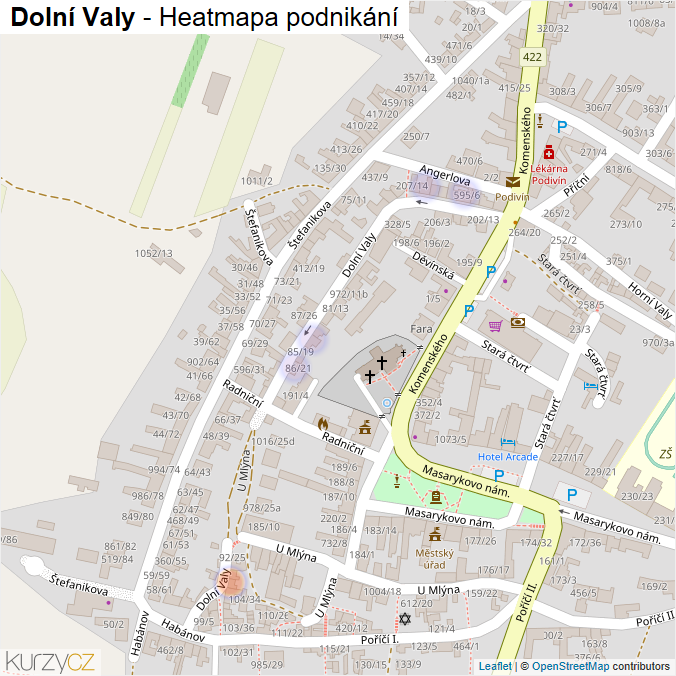 Mapa Dolní Valy - Firmy v ulici.