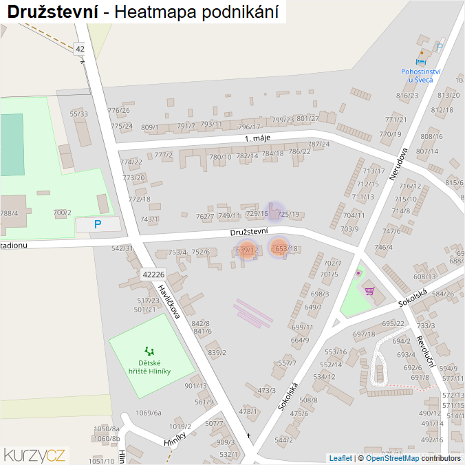 Mapa Družstevní - Firmy v ulici.