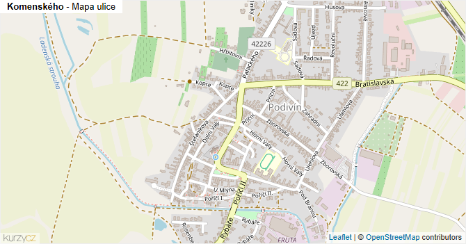 Komenského - mapa ulice