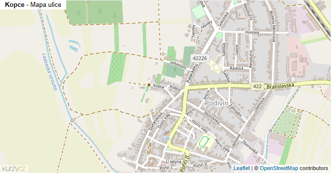 Kopce - mapa ulice
