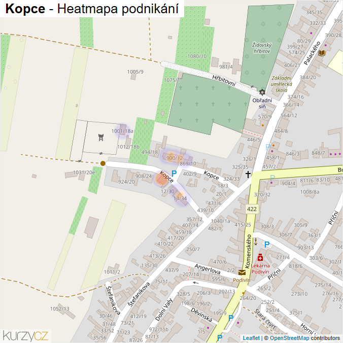 Mapa Kopce - Firmy v ulici.