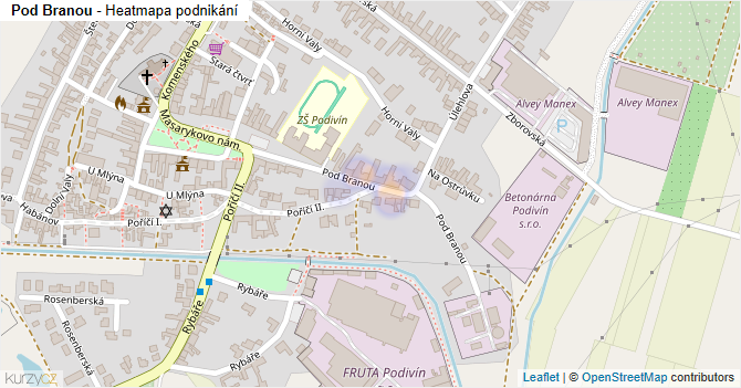 Pod Branou - mapa podnikání