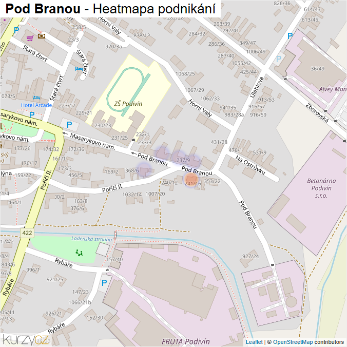 Mapa Pod Branou - Firmy v ulici.