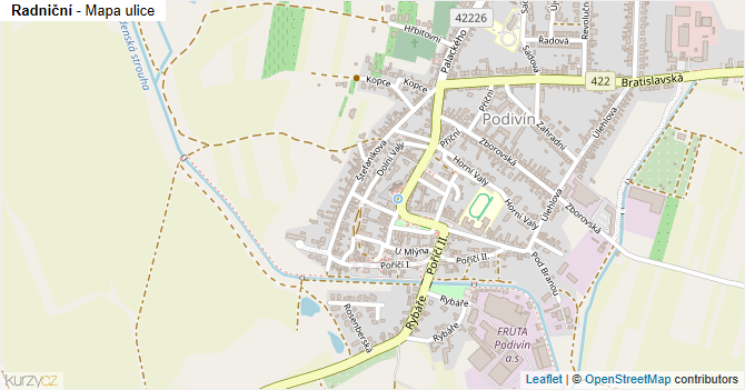 Radniční - mapa ulice