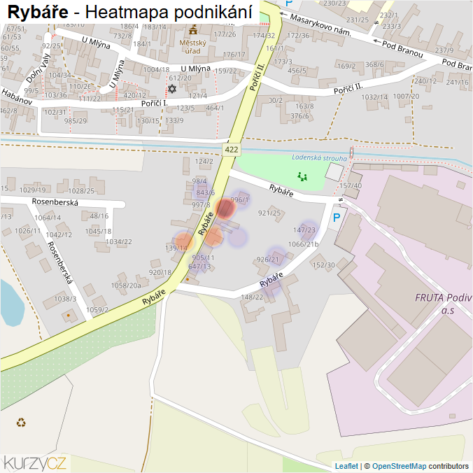 Mapa Rybáře - Firmy v ulici.